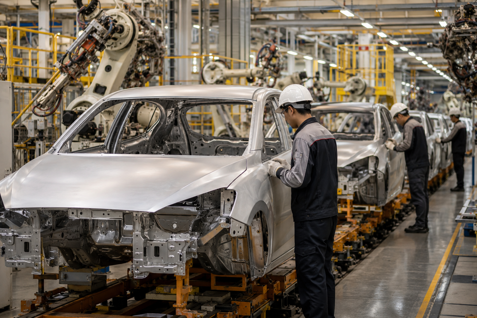 Vehicle assembly line at an OEM automotive plant in Thailand